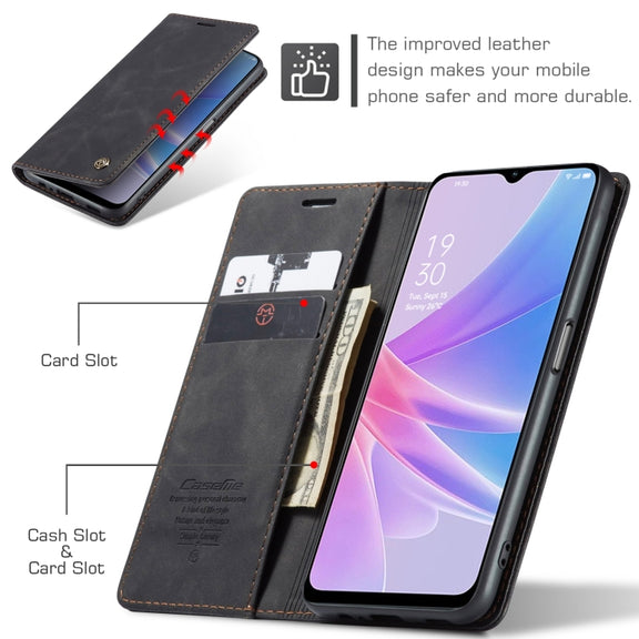 For OPPO A58 5G / A58X 5G CaseMe 013 Multifunctional Horizontal Flip Leather Phone Case(Black)