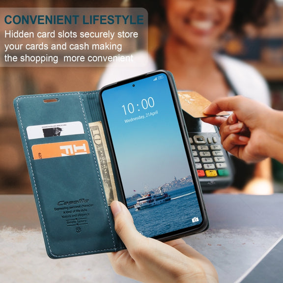 For Xiaomi Redmi 12 4G / 12 5G／Note 12R CaseMe 013 Multifunctional Horizontal Flip Leather Phone Case(Blue)