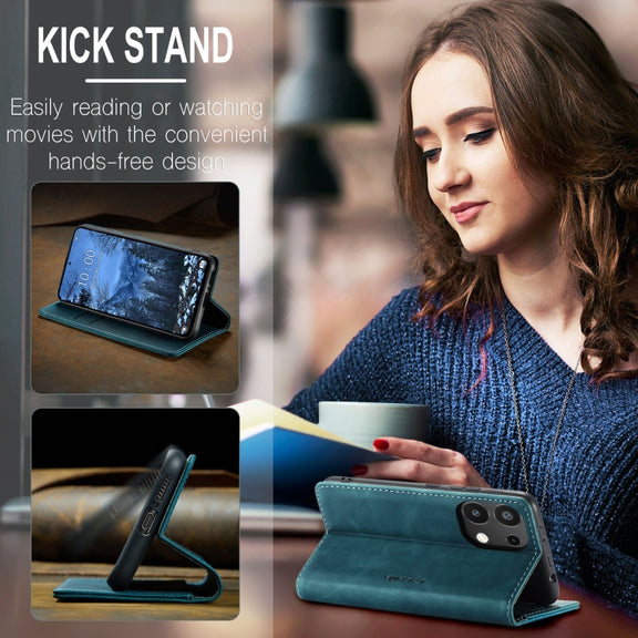For Xiaomi Redmi Note 13 4G CaseMe 013 Multifunctional Horizontal Flip Leather Phone Case(Blue)