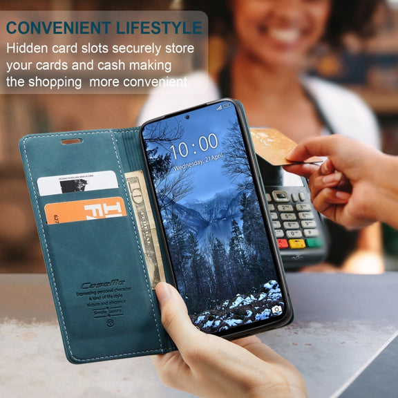 For Xiaomi Redmi Note 13 4G CaseMe 013 Multifunctional Horizontal Flip Leather Phone Case(Blue)