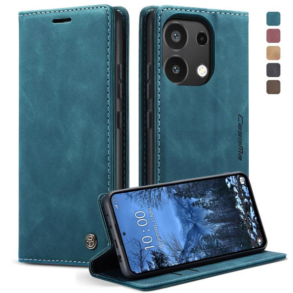 For Xiaomi Redmi Note 13 4G CaseMe 013 Multifunctional Horizontal Flip Leather Phone Case(Blue)