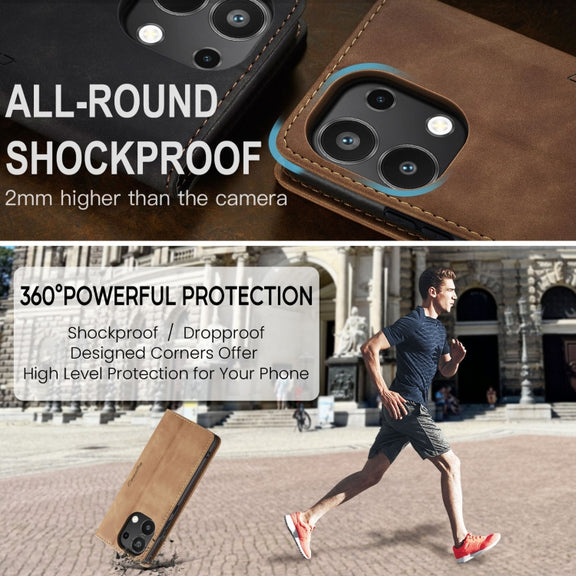 For Xiaomi Redmi Note 13 4G CaseMe 013 Multifunctional Horizontal Flip Leather Phone Case(Brown)