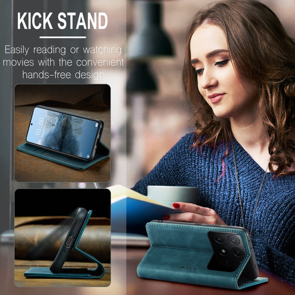 For Xiaomi Poco X6 Pro CaseMe 013 Multifunctional Horizontal Flip Leather Phone Case(Blue)