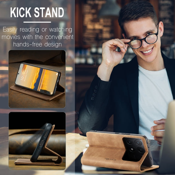 For Xiaomi Poco X6 Pro CaseMe 013 Multifunctional Horizontal Flip Leather Phone Case(Brown)