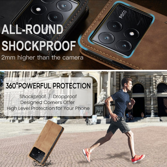 For Xiaomi Poco X6 Pro CaseMe 013 Multifunctional Horizontal Flip Leather Phone Case(Brown)
