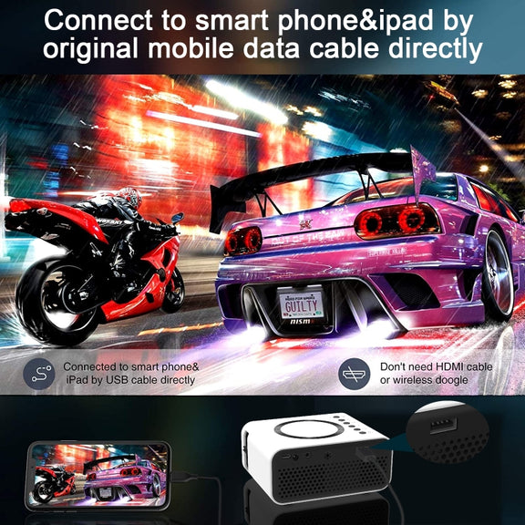 T300S 320x240 24ANSI Lumens Mini LCD Projector Supports Wired & Wireless Same Screen, Specification:UK Plug(Black)