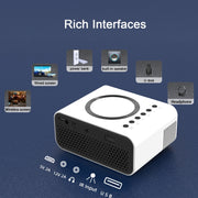 T300S 320x240 24ANSI Lumens Mini LCD Projector Supports Wired & Wireless Same Screen, Specification:UK Plug(Black)