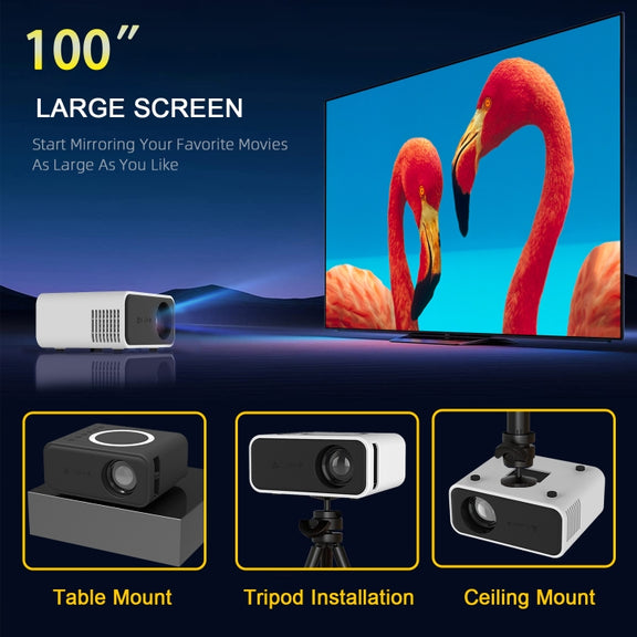 T300S 320x240 24ANSI Lumens Mini LCD Projector Supports Wired & Wireless Same Screen, Specification:EU Plug(White)