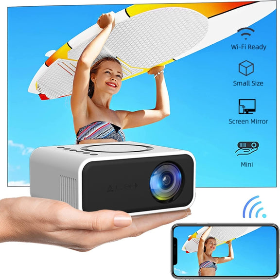 T300S 320x240 24ANSI Lumens Mini LCD Projector Supports Wired & Wireless Same Screen, Specification:EU Plug(White)