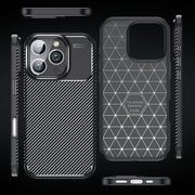 For iPhone 16 Pro Max Carbon Fiber Texture Shockproof TPU Phone Case(Black)