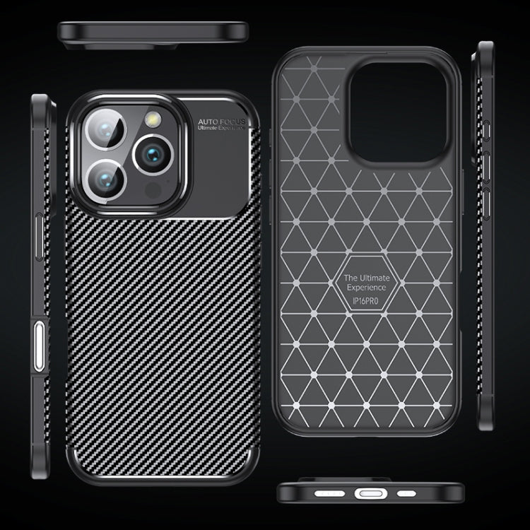For iPhone 16 Pro Max Carbon Fiber Texture Shockproof TPU Phone Case(Black)