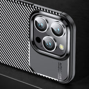For iPhone 16 Pro Max Carbon Fiber Texture Shockproof TPU Phone Case(Black)