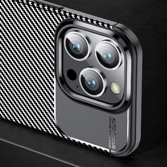 For iPhone 16 Pro Max Carbon Fiber Texture Shockproof TPU Phone Case(Black)