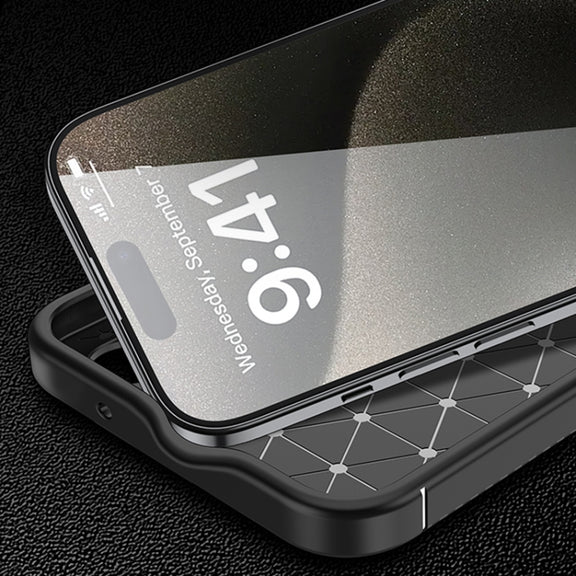 For iPhone 16 Pro Carbon Fiber Texture Shockproof TPU Phone Case(Black)