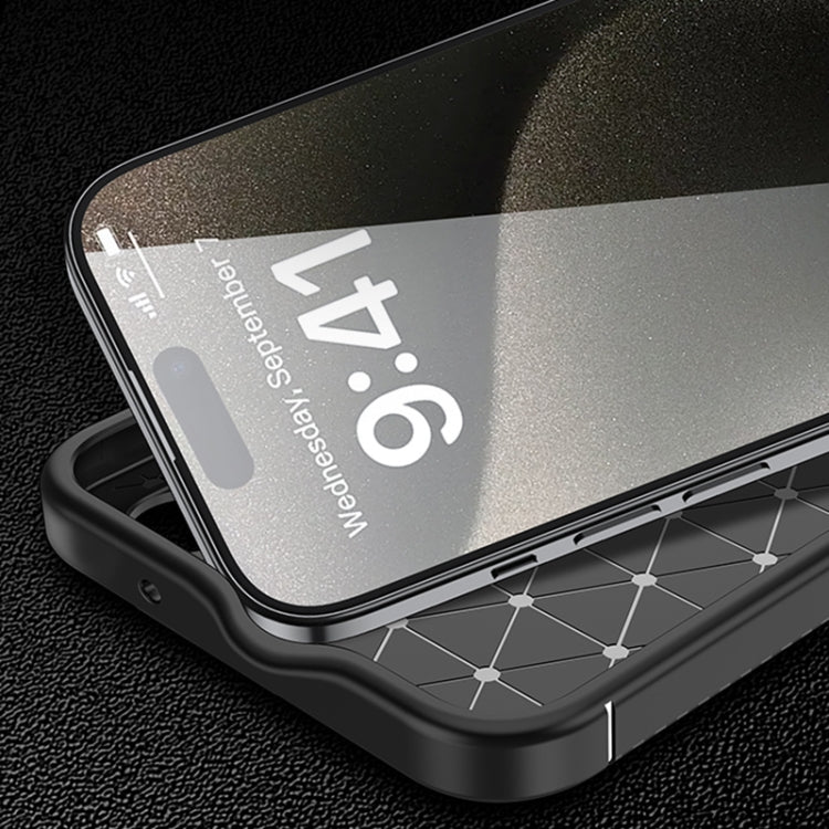 For iPhone 16 Pro Carbon Fiber Texture Shockproof TPU Phone Case(Black)
