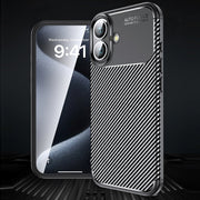 For iPhone 16 Plus Carbon Fiber Texture Shockproof TPU Phone Case(Black)
