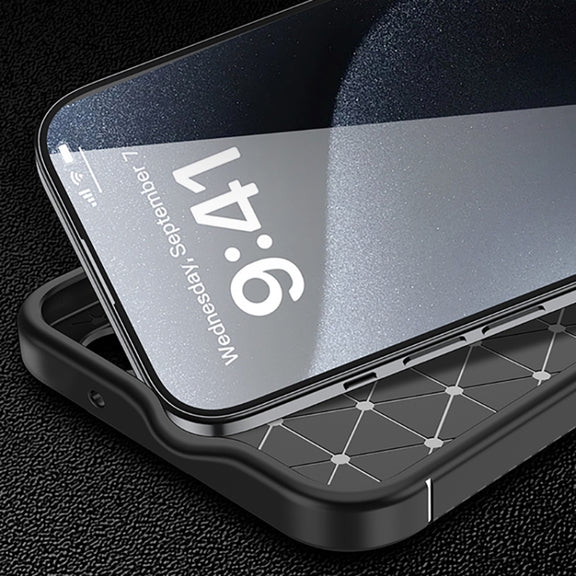 For iPhone 16 Plus Carbon Fiber Texture Shockproof TPU Phone Case(Black)