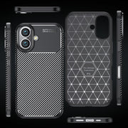 For iPhone 16 Carbon Fiber Texture Shockproof TPU Phone Case(Black)
