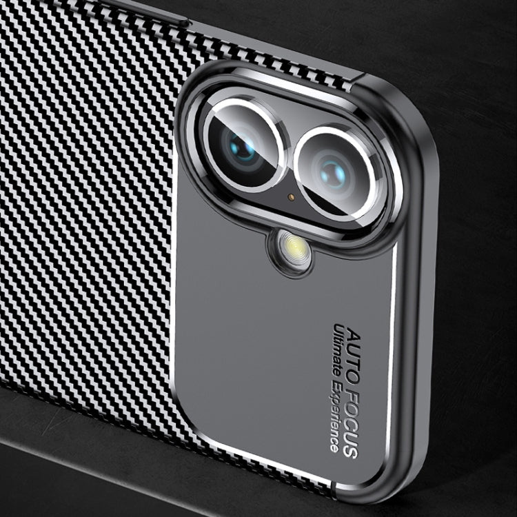 For iPhone 16 Carbon Fiber Texture Shockproof TPU Phone Case(Black)