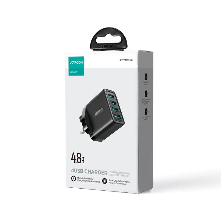 JOYROOM JR-TCN03 4.8A 24W 4 USB Ports Charger(UK Plug) - free shipping - PMC TechLife - Order now!