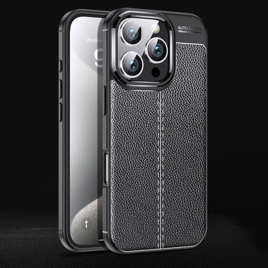For iPhone 16 Pro Max Litchi Texture Shockproof TPU Phone Case(Black) - free shipping - PMC Jewellery - Order now!