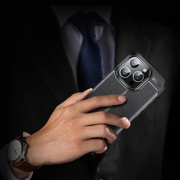 For iPhone 16 Pro Litchi Texture Shockproof TPU Phone Case(Black)