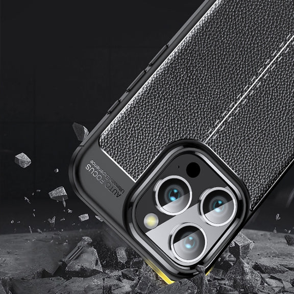 For iPhone 16 Pro Litchi Texture Shockproof TPU Phone Case(Blue)
