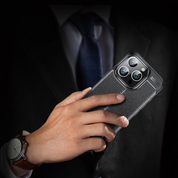 For iPhone 16 Pro Litchi Texture Shockproof TPU Phone Case(Blue)