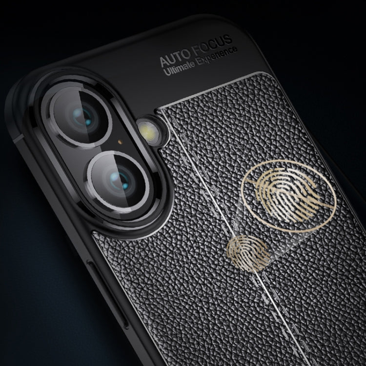 For iPhone 16 Plus Litchi Texture Shockproof TPU Phone Case(Blue) - iPhone 16 Plus Cases by PMC TechLife | Online Shopping South Africa | PMC TechLife | Buy Now Pay Later Mobicred