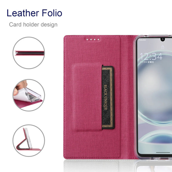 For Sharp Aquos Sense8 ViLi DMX Series Shockproof TPU + PU Leather Magnetic Attraction Horizontal Flip Case(Rose Red)