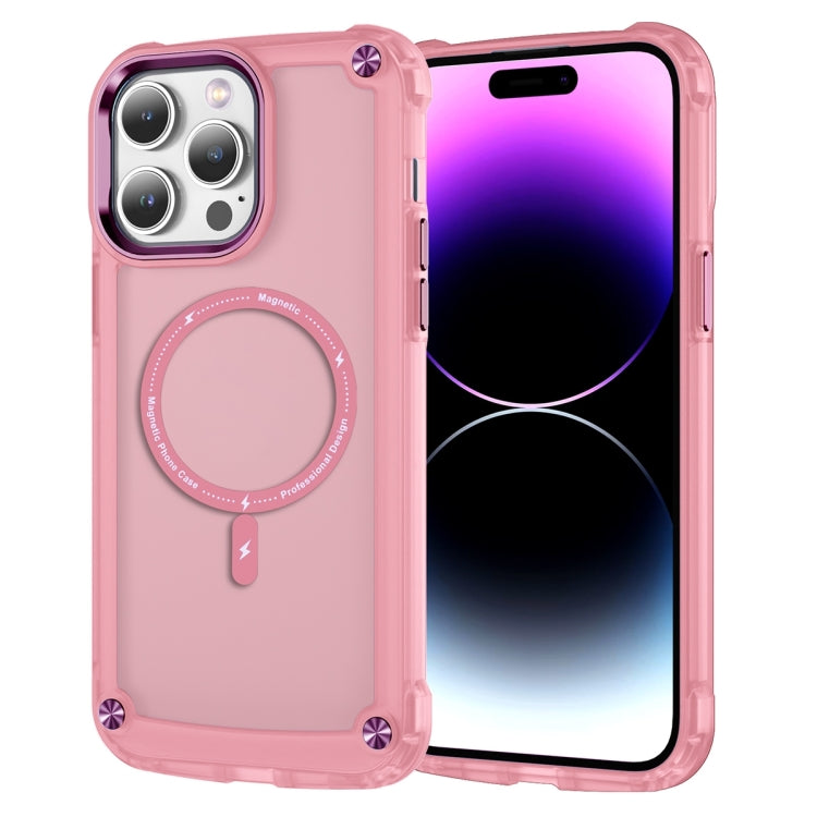 For iPhone 16 Pro Max Skin Feel TPU + PC MagSafe Magnetic Phone Case(Transparent Pink) - iPhone 16 Pro Max Cases by PMC TechLife | Online Shopping South Africa | PMC TechLife | Buy Now Pay Later Mobicred