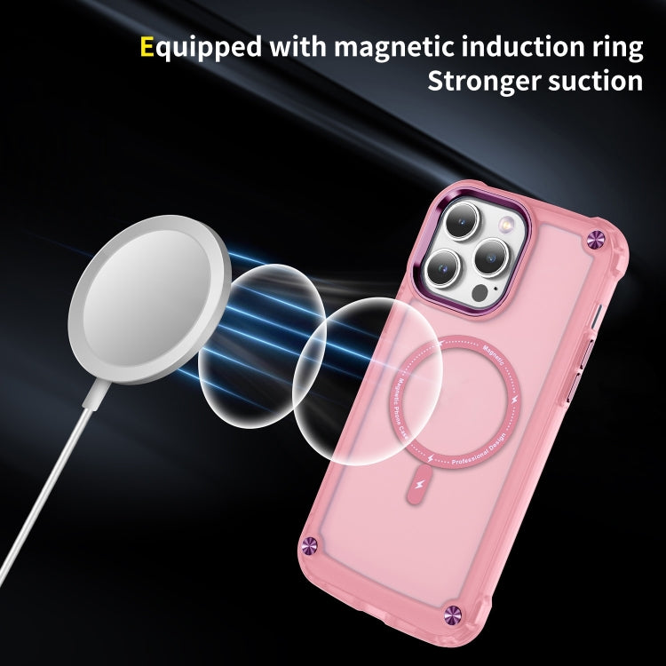 For iPhone 16 Pro Max Skin Feel TPU + PC MagSafe Magnetic Phone Case(Transparent Pink)