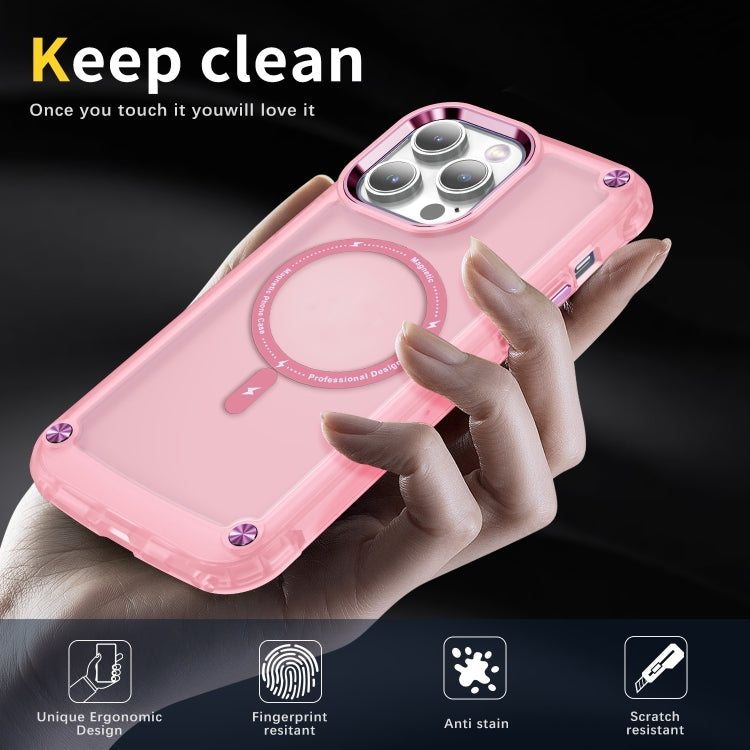 For iPhone 16 Pro Max Skin Feel TPU + PC MagSafe Magnetic Phone Case(Transparent Pink)