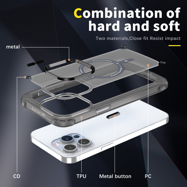 For iPhone 16 Pro Skin Feel TPU + PC MagSafe Magnetic Phone Case(Transparent Black)