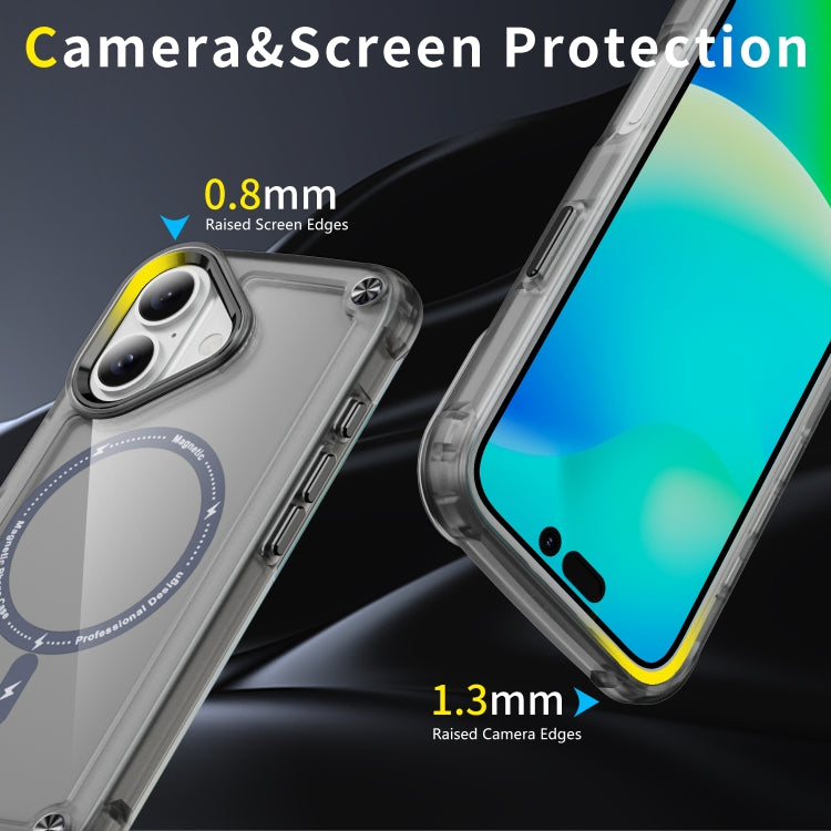 For iPhone 16 Skin Feel TPU + PC MagSafe Magnetic Phone Case(Transparent Black)