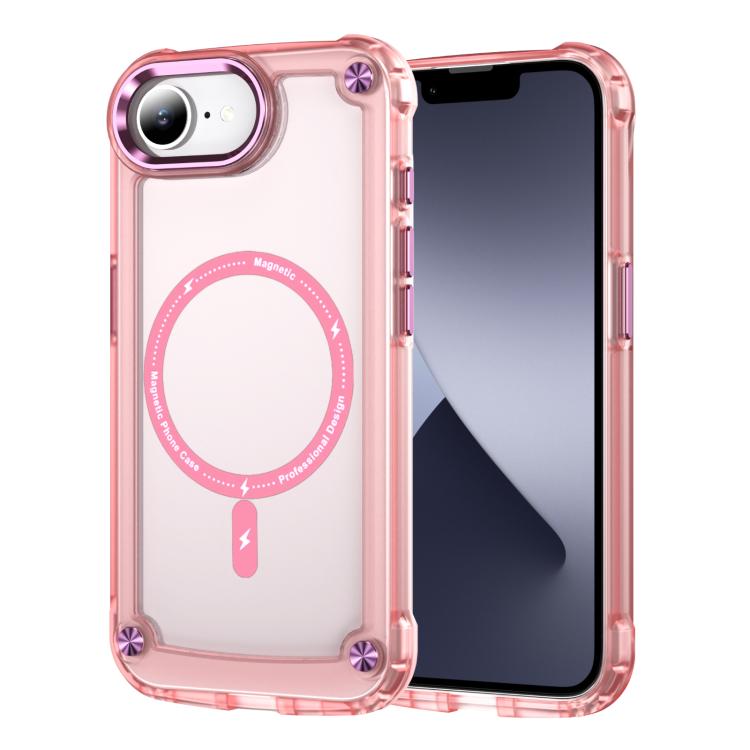 For iPhone 16e Skin Feel TPU + PC MagSafe Magnetic Phone Case(Transparent Pink) - free shipping - PMC TechLife - Order now!
