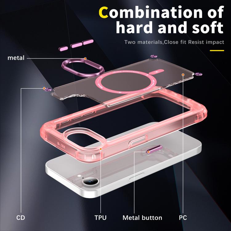 For iPhone 16e Skin Feel TPU + PC MagSafe Magnetic Phone Case(Transparent Pink)