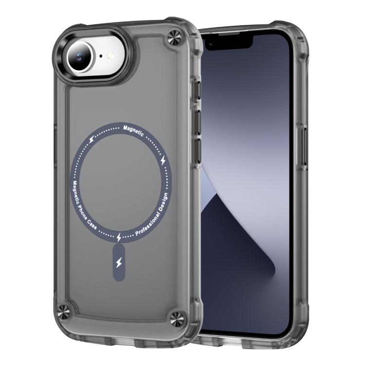 For iPhone 16e Skin Feel TPU + PC MagSafe Magnetic Phone Case(Transparent Black) - free shipping - PMC TechLife - Order now!