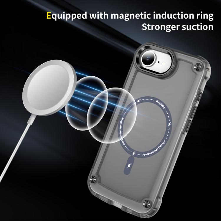 For iPhone 16e Skin Feel TPU + PC MagSafe Magnetic Phone Case(Transparent Black) - free shipping - PMC TechLife - Order now!