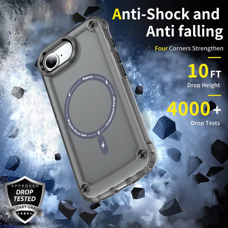 For iPhone 16e Skin Feel TPU + PC MagSafe Magnetic Phone Case(Transparent Black) - free shipping - PMC TechLife - Order now!