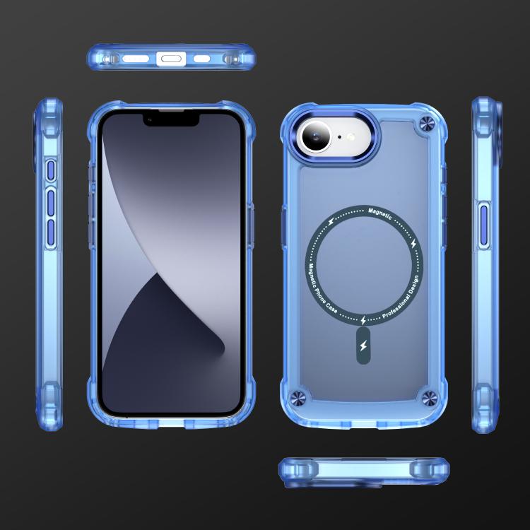 For iPhone 16e Skin Feel TPU + PC MagSafe Magnetic Phone Case(Transparent Blue) - iPhone 16e Cases by PMC TechLife | Online Shopping South Africa | PMC TechLife | Buy Now Pay Later Mobicred