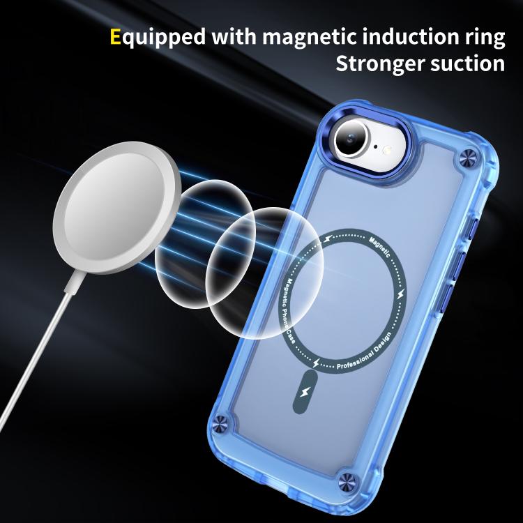 For iPhone 16e Skin Feel TPU + PC MagSafe Magnetic Phone Case(Transparent Blue) - iPhone 16e Cases by PMC TechLife | Online Shopping South Africa | PMC TechLife | Buy Now Pay Later Mobicred