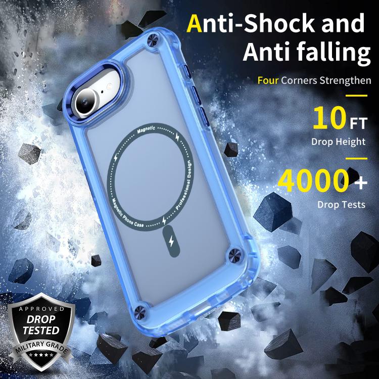 For iPhone 16e Skin Feel TPU + PC MagSafe Magnetic Phone Case(Transparent Blue) - iPhone 16e Cases by PMC TechLife | Online Shopping South Africa | PMC TechLife | Buy Now Pay Later Mobicred