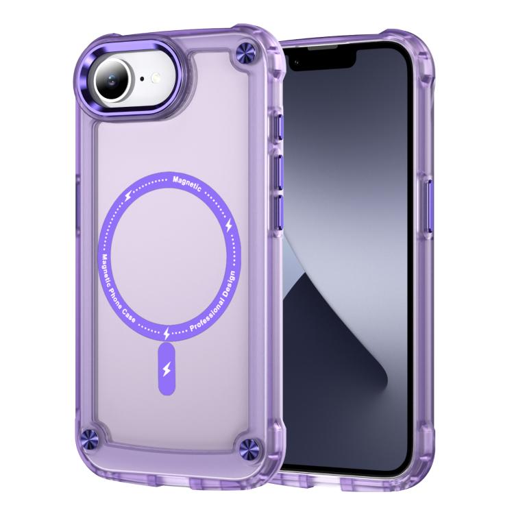 For iPhone 16e Skin Feel TPU + PC MagSafe Magnetic Phone Case(Transparent Purple) - iPhone 16e Cases by PMC TechLife | Online Shopping South Africa | PMC TechLife | Buy Now Pay Later Mobicred