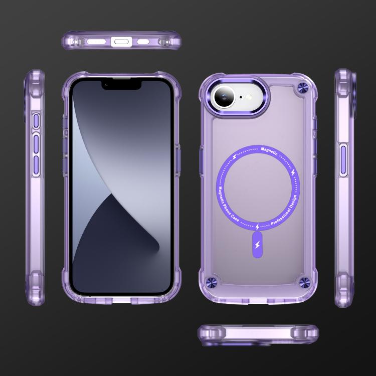 For iPhone 16e Skin Feel TPU + PC MagSafe Magnetic Phone Case(Transparent Purple) - iPhone 16e Cases by PMC TechLife | Online Shopping South Africa | PMC TechLife | Buy Now Pay Later Mobicred