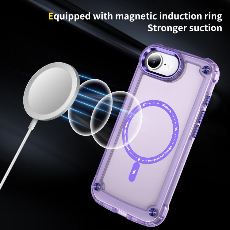 For iPhone 16e Skin Feel TPU + PC MagSafe Magnetic Phone Case(Transparent Purple) - iPhone 16e Cases by PMC TechLife | Online Shopping South Africa | PMC TechLife | Buy Now Pay Later Mobicred