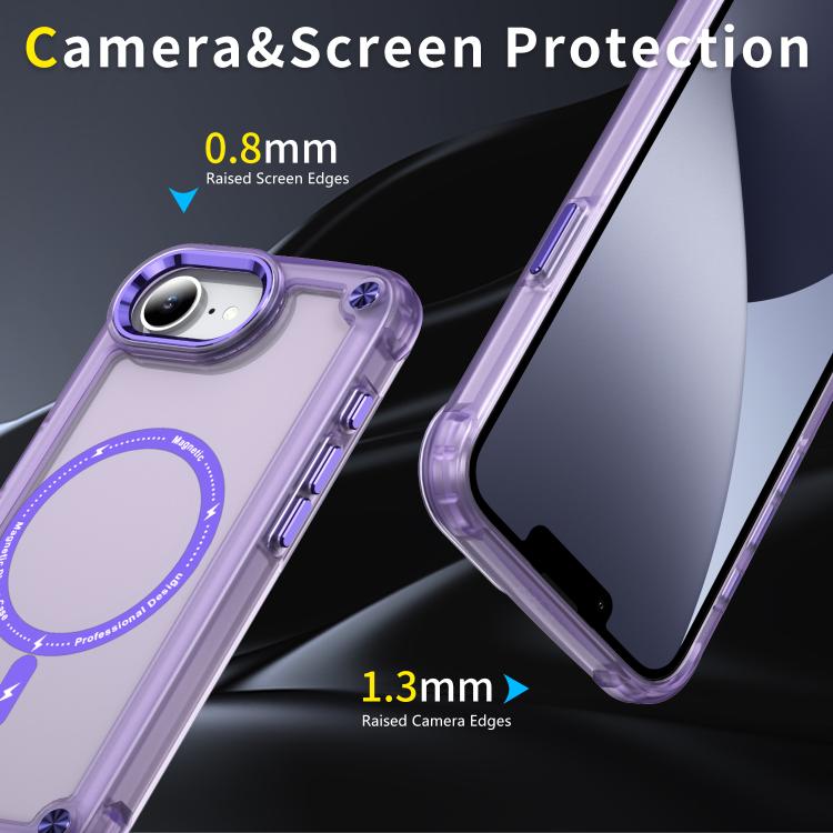 For iPhone 16e Skin Feel TPU + PC MagSafe Magnetic Phone Case(Transparent Purple) - iPhone 16e Cases by PMC TechLife | Online Shopping South Africa | PMC TechLife | Buy Now Pay Later Mobicred