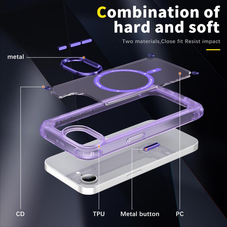 For iPhone 16e Skin Feel TPU + PC MagSafe Magnetic Phone Case(Transparent Purple) - iPhone 16e Cases by PMC TechLife | Online Shopping South Africa | PMC TechLife | Buy Now Pay Later Mobicred
