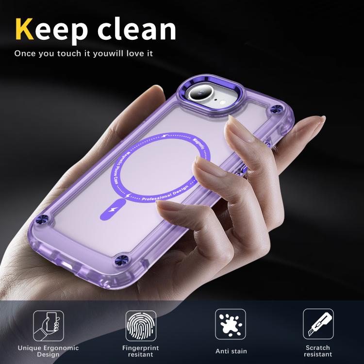 For iPhone 16e Skin Feel TPU + PC MagSafe Magnetic Phone Case(Transparent Purple) - iPhone 16e Cases by PMC TechLife | Online Shopping South Africa | PMC TechLife | Buy Now Pay Later Mobicred