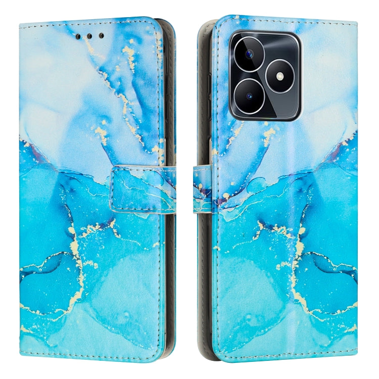For Realme C53/Narzo N53 Painted Marble Pattern Leather Phone Case(Blue Green) - Realme Cases by PMC TechLife | Online Shopping South Africa | PMC TechLife | Buy Now Pay Later Mobicred